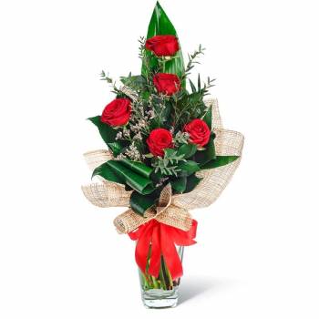 Buchet elegant de 5 trandafiri rosii