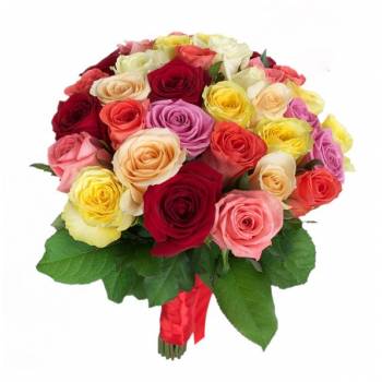 Buchet de 35 trandafiri multicolori